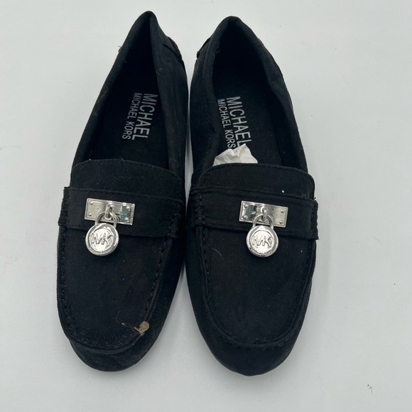 MICHAEL KORS-GIRLS BLACK FAUX SUEDE LOAFERS- SX 3 - Picture 1 of 7